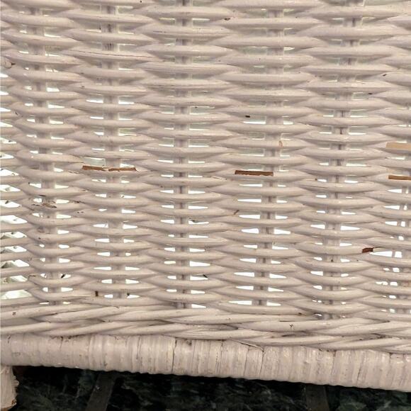 LARGE White Wicker Vintage Retro Boho 2 Compartment Magazine Holder with Handle - Picture 7 of 8